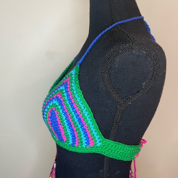 Crochet Bra bikini top, Handmade By Seller, cotton yarn washable swim - Picture 6 of 13